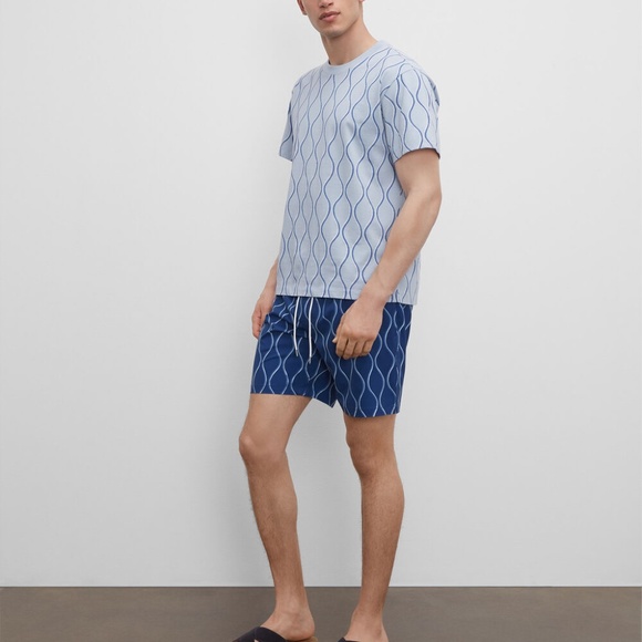 Bo Wave Print Swim Shorts - Brand New - NEVER WORN - Navy